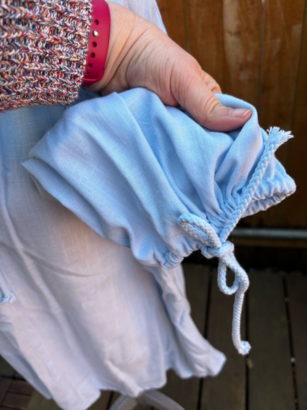 100% Cotton Blue Ruffle Lounge Set Two Piece Shorts & Top Coastal Minimalism L - Picture 6 of 11